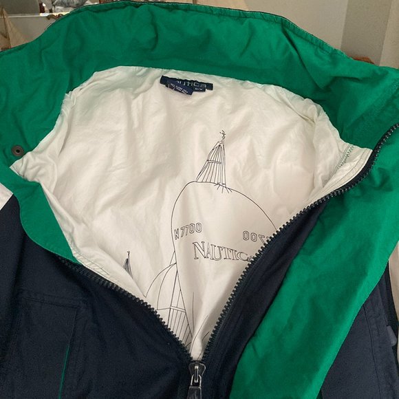 Nautica Men's Windbreaker - Navy/White/Green - Picture 5 of 8